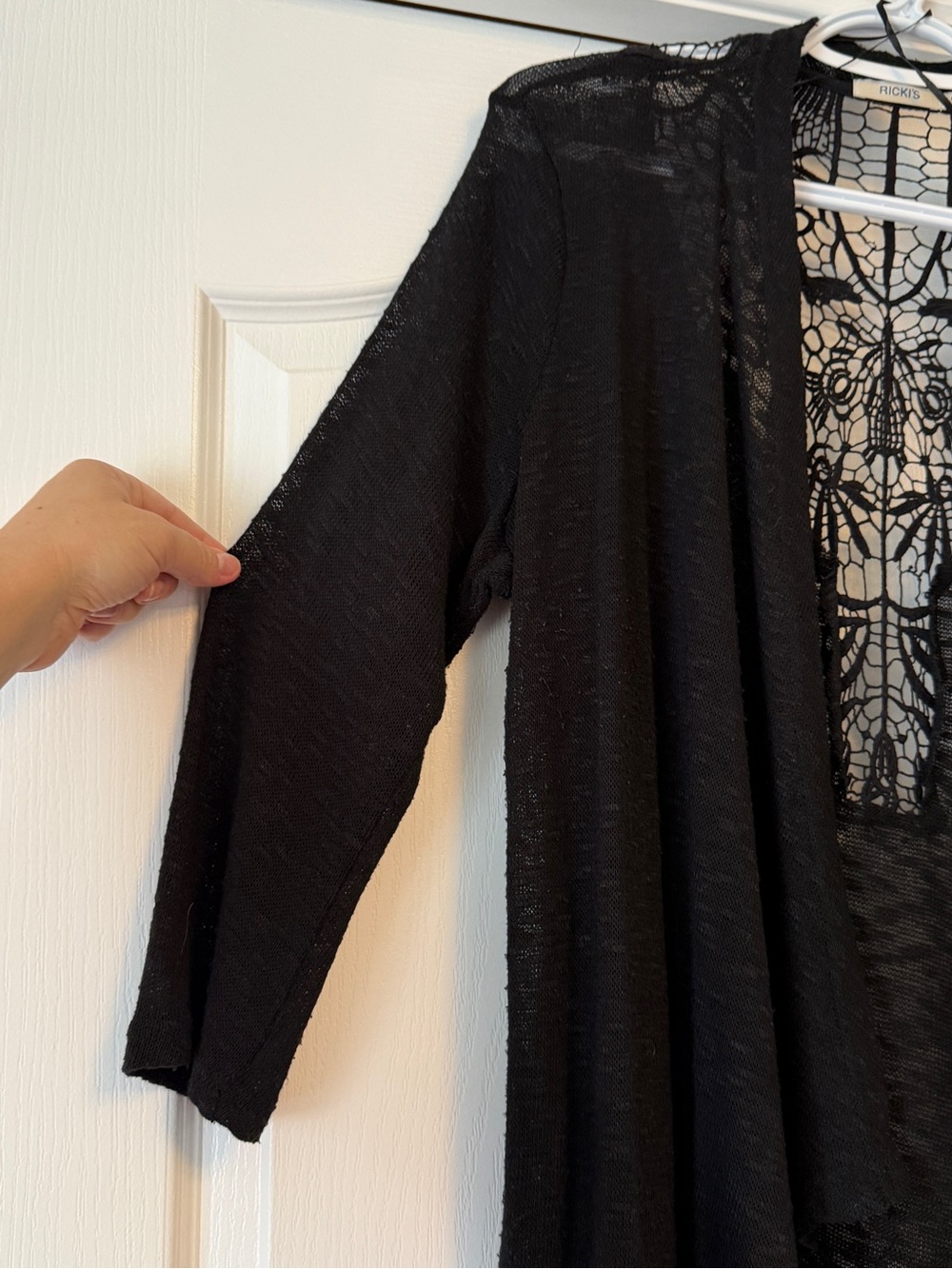 Ricki's Black Lace Open Weave Cardigan - Picture 4 of 6